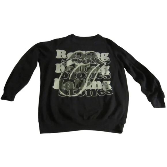 Vintage Inspired Rock Band Black Rolling Stones Graphic Sweatshirt Size M - Picture 3 of 7